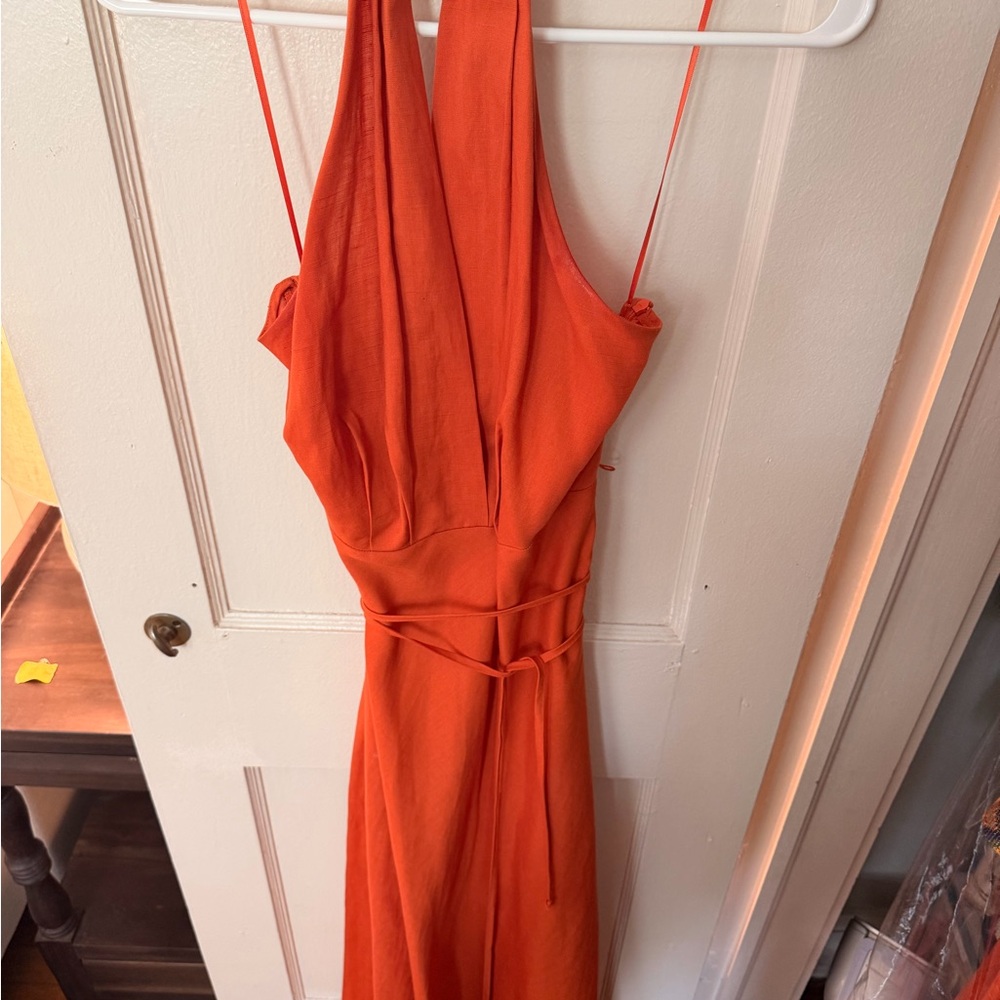 Zara Burnt Orange Midi Wrap Dress